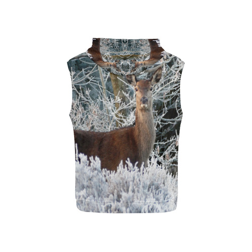 Winter Deer All Over Print Sleeveless Hoodie for Kid (Model H15)