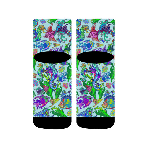 Marine Life Exotic Fishes & SeaHorses Quarter Socks