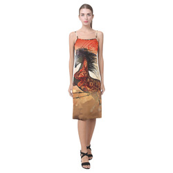 Awesome creepy horse with skulls Alcestis Slip Dress (Model D05)