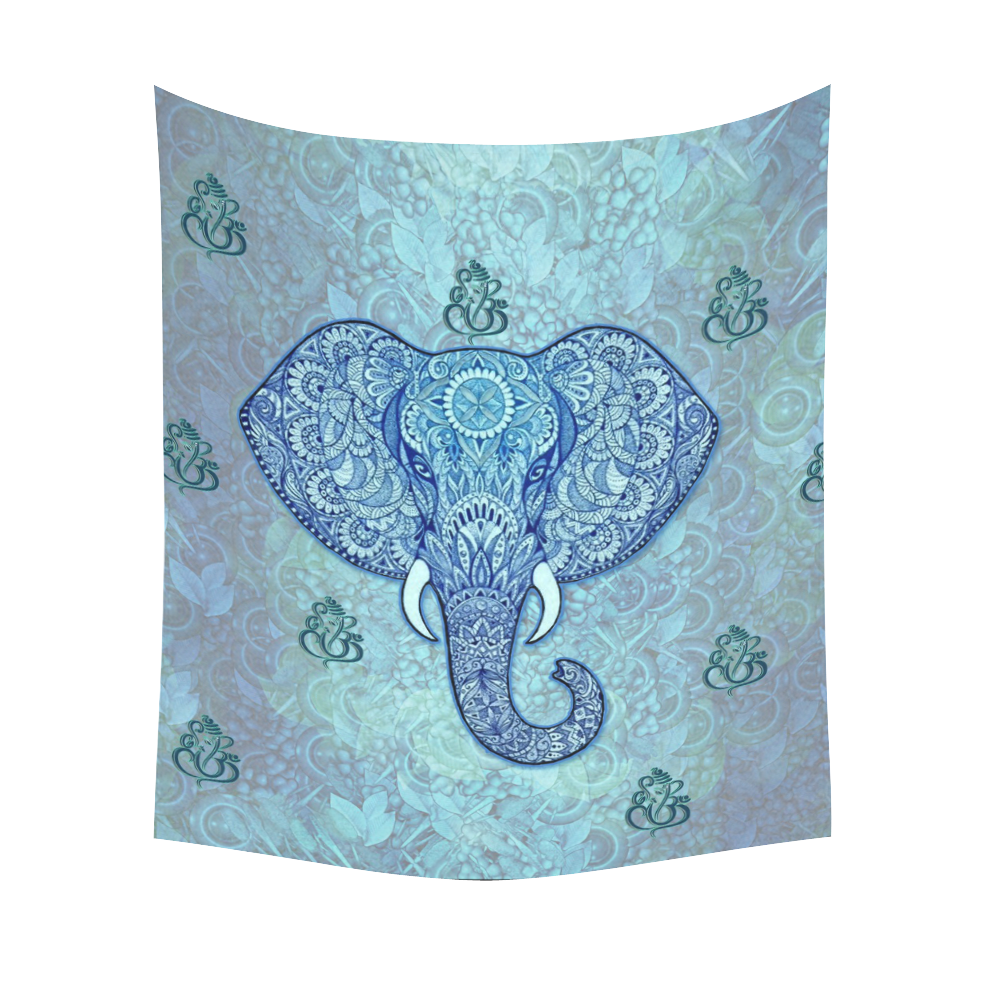 lord Ganesh festival print Cotton Linen Wall Tapestry 51"x 60"