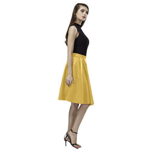 mustard Melete Pleated Midi Skirt (Model D15)