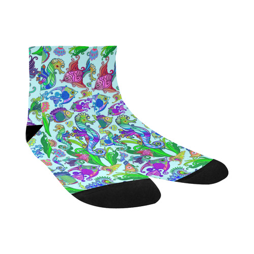 Marine Life Exotic Fishes & SeaHorses Quarter Socks