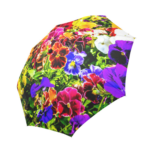 Viola Tricolor Flower colorful beautiful spring Auto-Foldable Umbrella (Model U04)