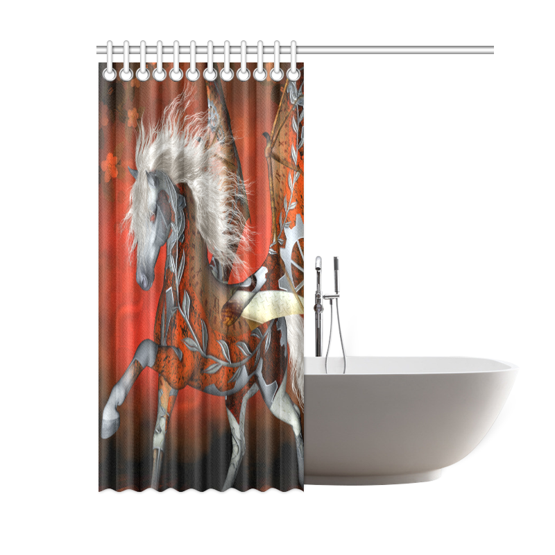 Awesome steampunk horse with wings Shower Curtain 60"x72"