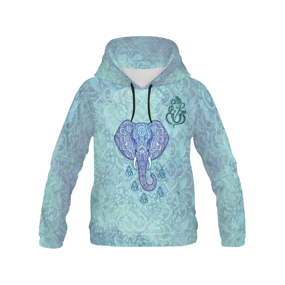lord Ganesh art All Over Print Hoodie for Women (USA Size) (Model H13)