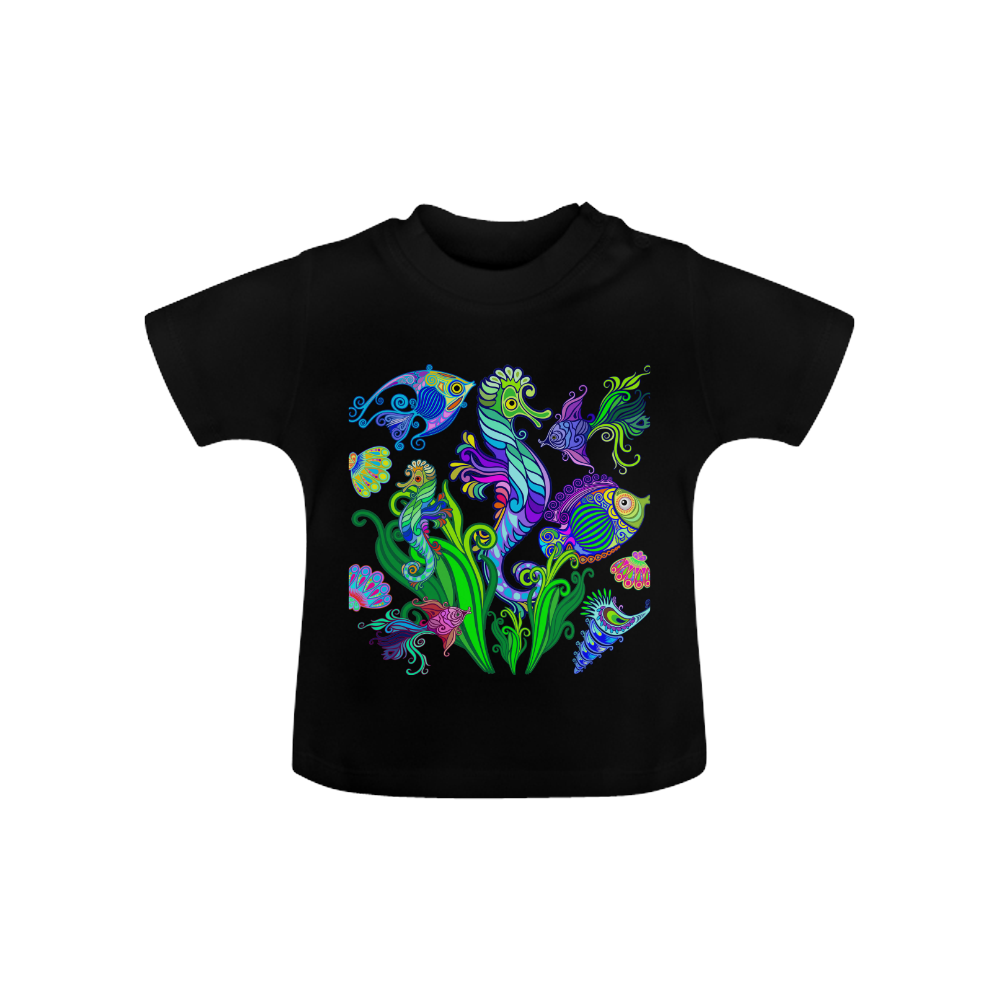 Marine Life Exotic Fishes & SeaHorses Baby Classic T-Shirt (Model T30)