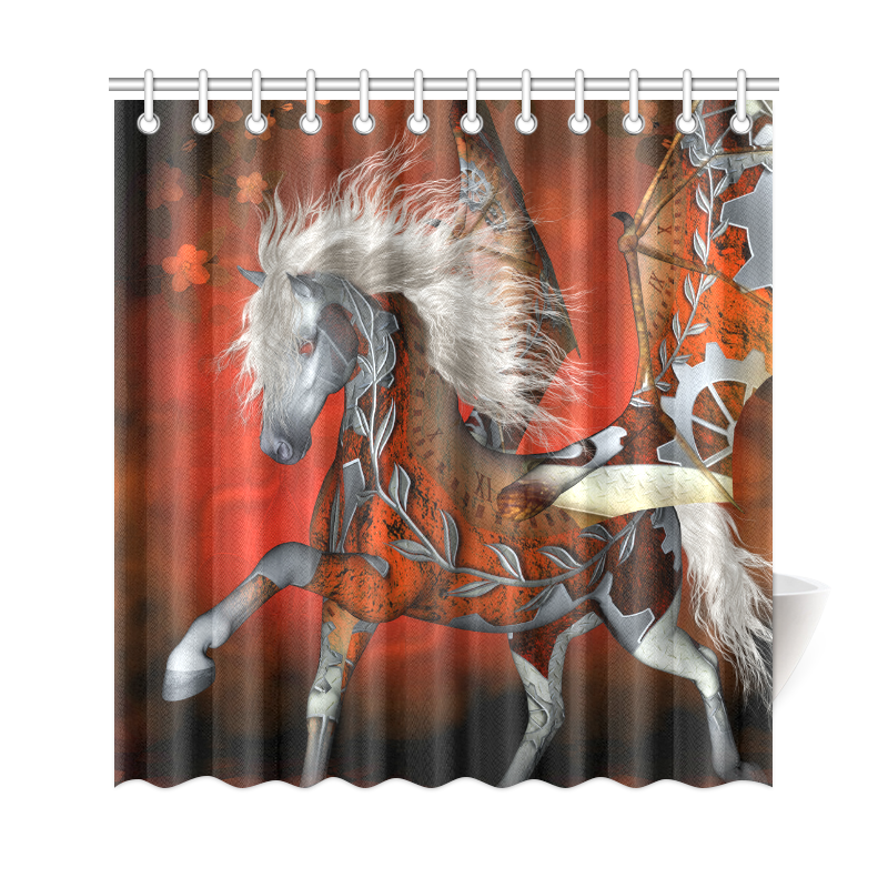 Awesome steampunk horse with wings Shower Curtain 69"x72"