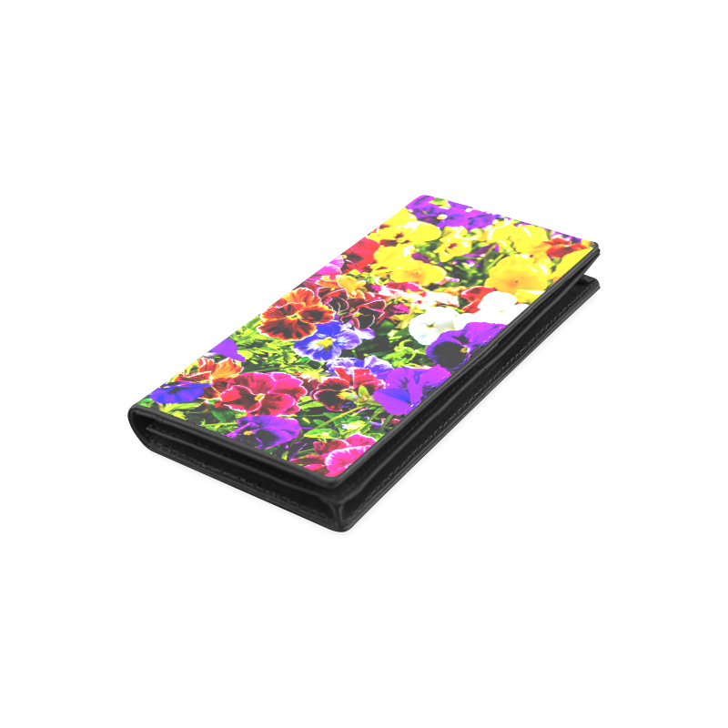 Viola Tricolor Flower colorful beautiful spring Women's Leather Wallet (Model 1611)