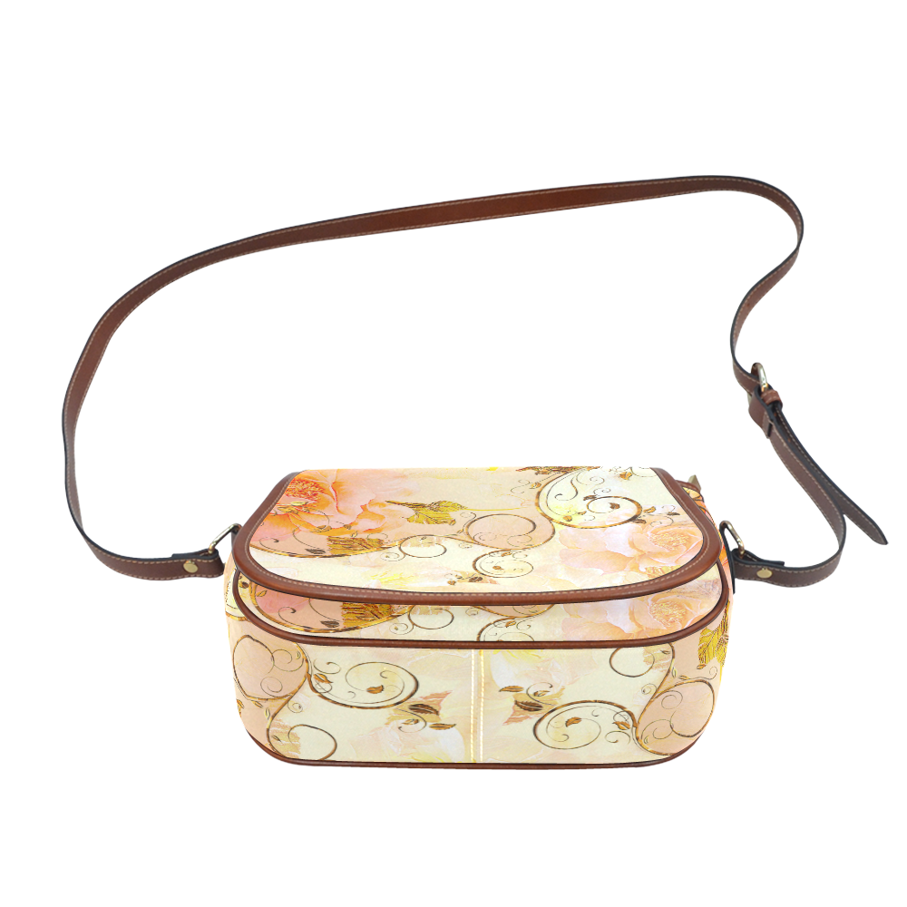 Beautiful flowers in soft colors Saddle Bag/Small (Model 1649) Full Customization