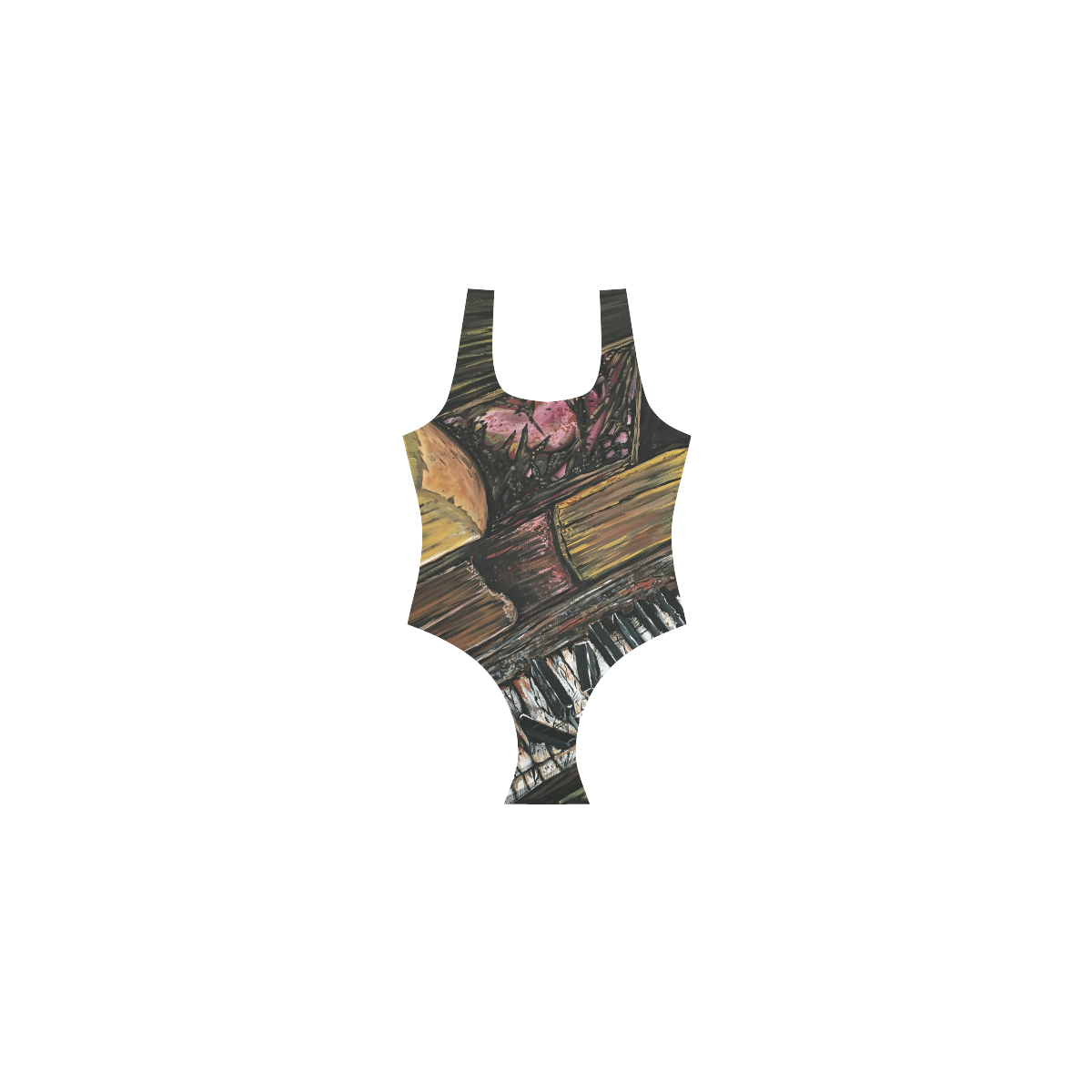 Broken Piano Vest One Piece Swimsuit (Model S04)
