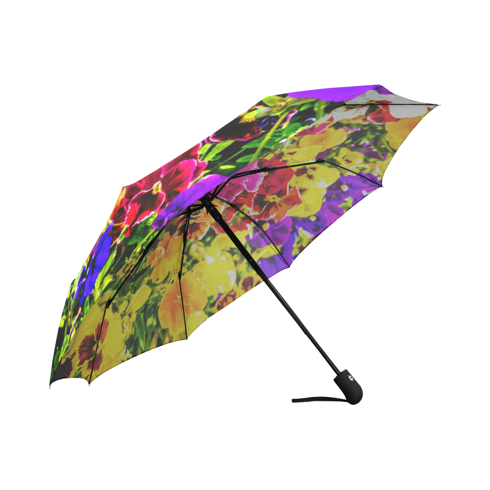 Viola Tricolor Flower colorful beautiful spring Auto-Foldable Umbrella (Model U04)