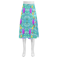 Season for roses and polka dots Mnemosyne Women's Crepe Skirt (Model D16)