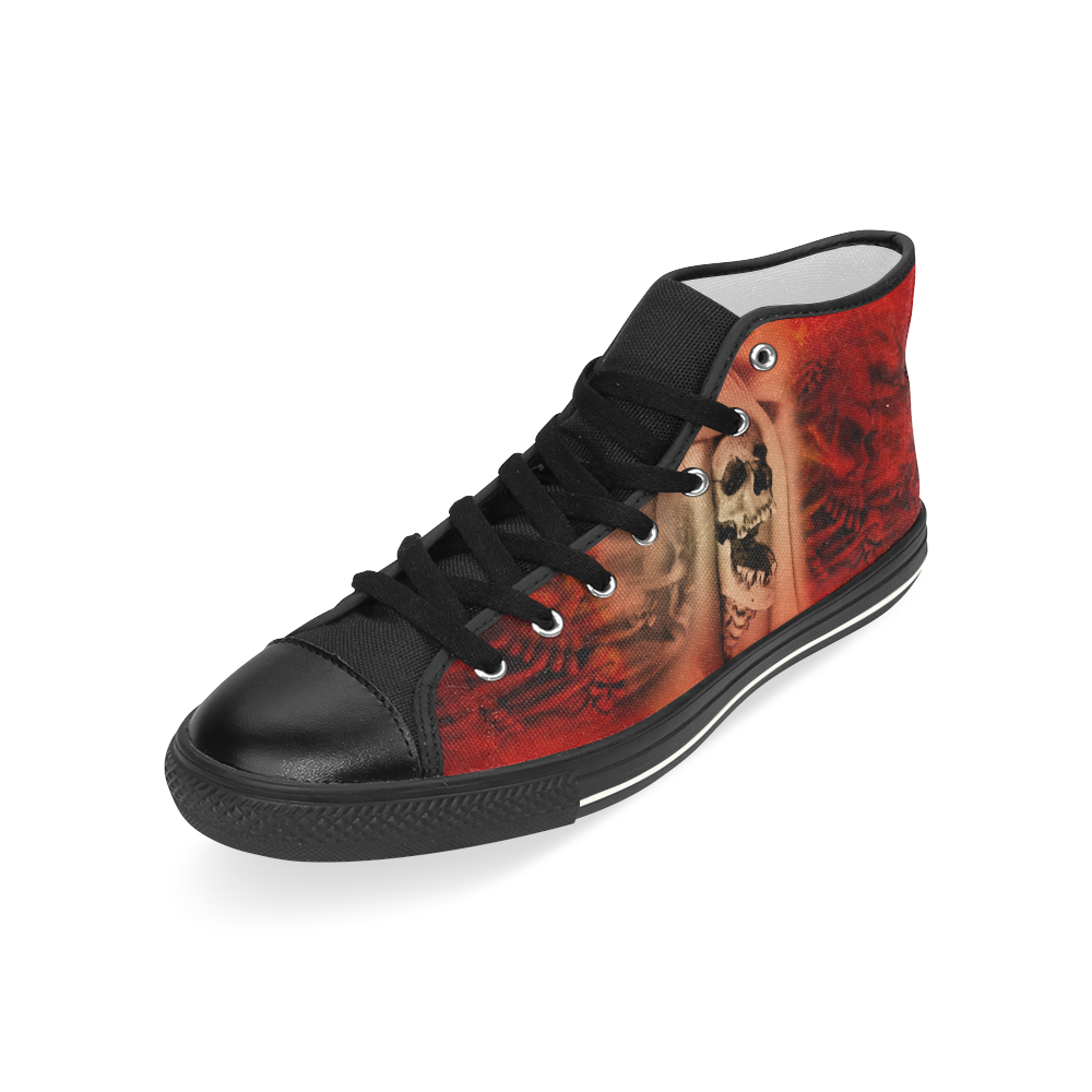 Creepy skulls on red background Men’s Classic High Top Canvas Shoes (Model 017)