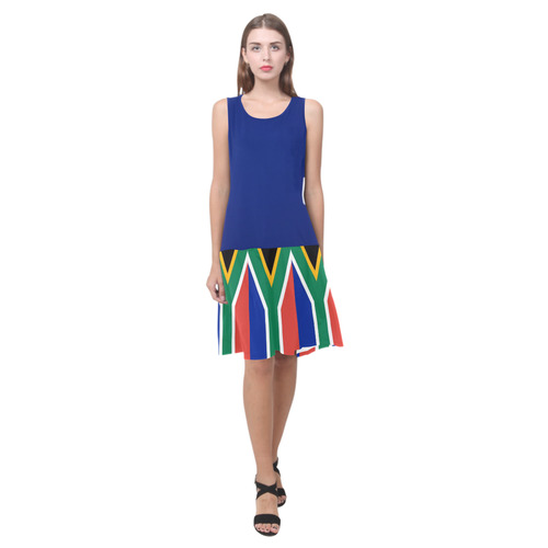 South African flag dress Sleeveless Splicing Shift Dress(Model D17)