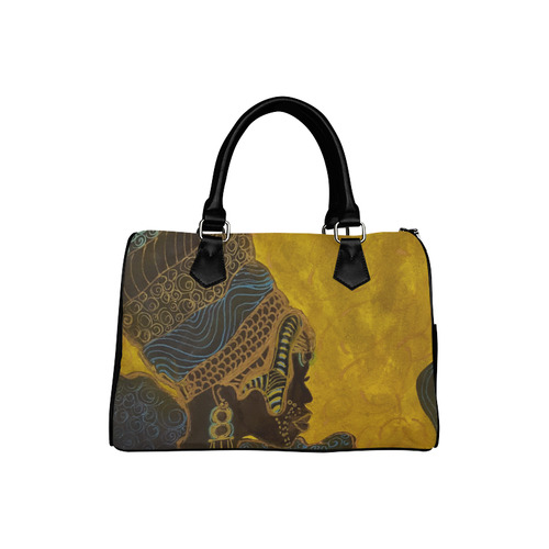 African Woman Sillouette Zentangle Boston Handbag (Model 1621)