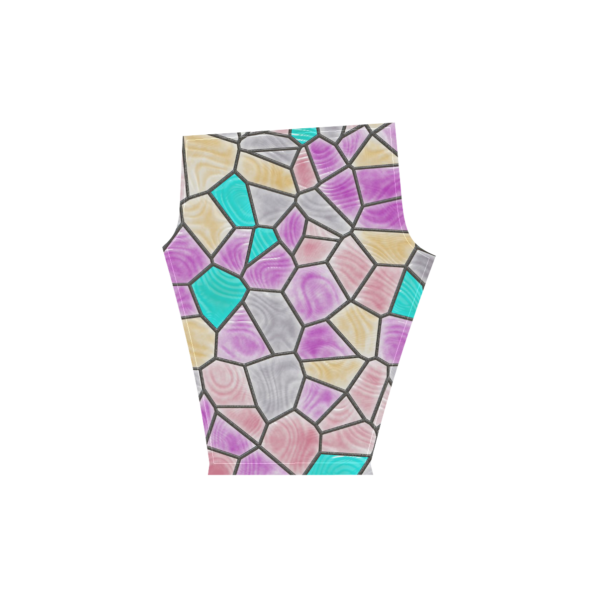 Mosaic Linda 3 by JamColors Women's Low Rise Capri Leggings (Invisible Stitch) (Model L08)