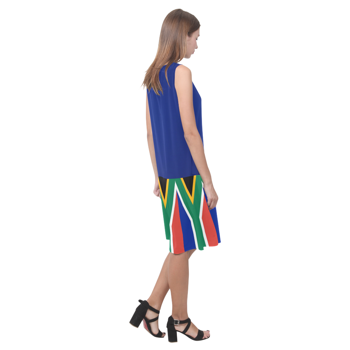 South African flag dress Sleeveless Splicing Shift Dress(Model D17)