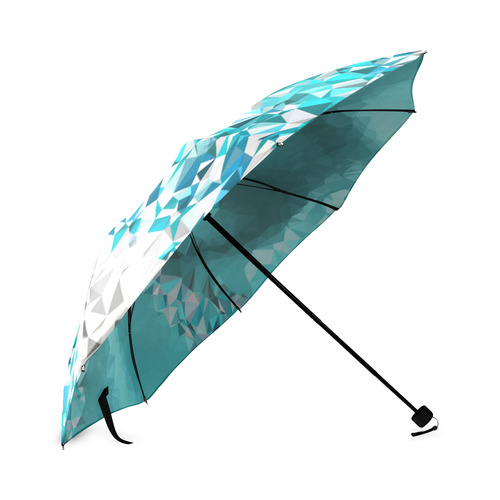 Aqua Blue Spiral Geometric Triangles Foldable Umbrella (Model U01)