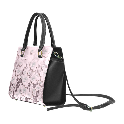 Pink Poch Sketch Rivet Shoulder Handbag (Model 1645)