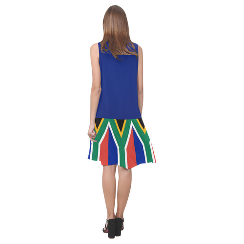 South African flag dress Sleeveless Splicing Shift Dress(Model D17)