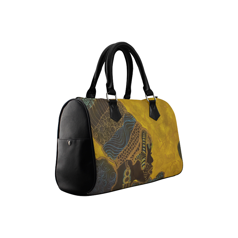 African Woman Sillouette Zentangle Boston Handbag (Model 1621)