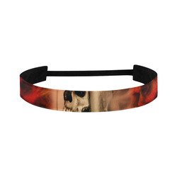 Creepy skulls on red background Sports Headband