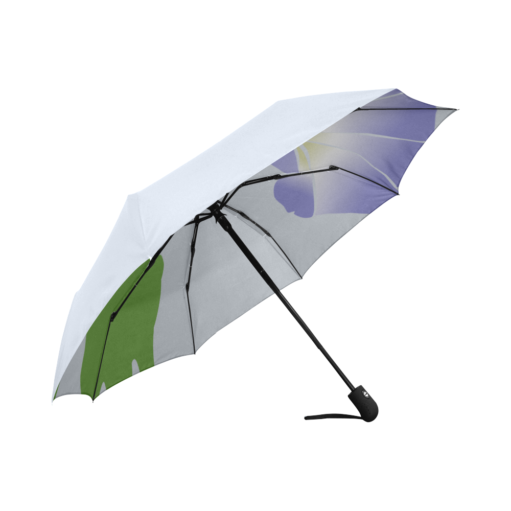 Vetch, Flower blue green VAS2 Auto-Foldable Umbrella (Model U04)