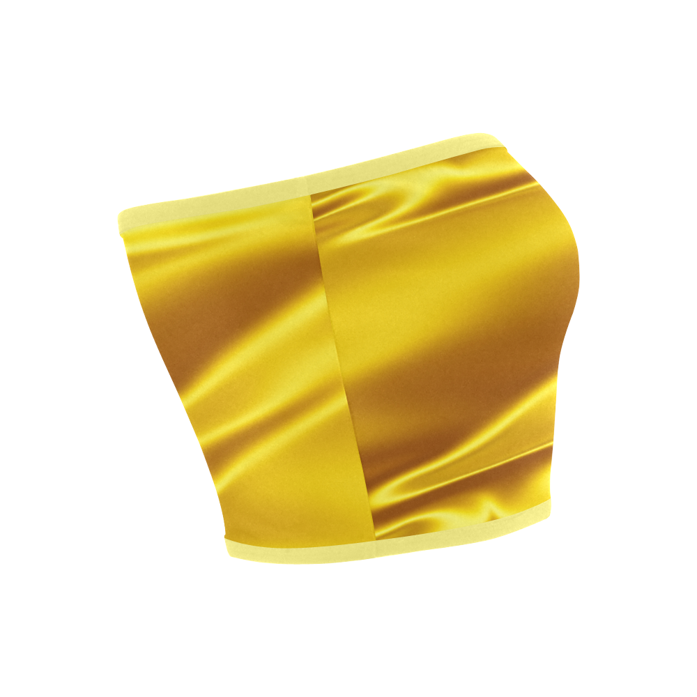 Honey yellow satin 3D texture Bandeau Top