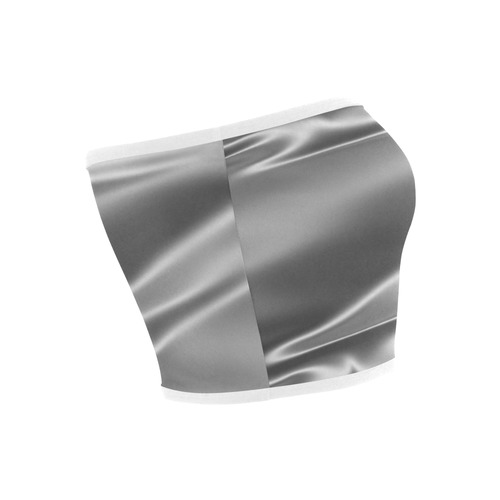 Metallic grey satin 3D texture Bandeau Top