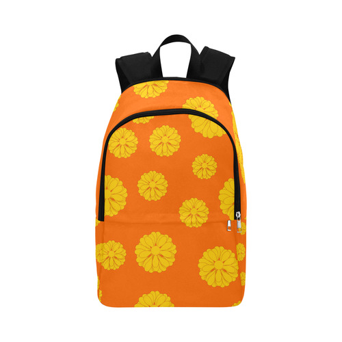 Gold yellow Petunia on Orange VAS2 Fabric Backpack for Adult (Model 1659)
