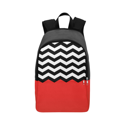 Black and White Chevron on top of red VAS2 Fabric Backpack for Adult (Model 1659)