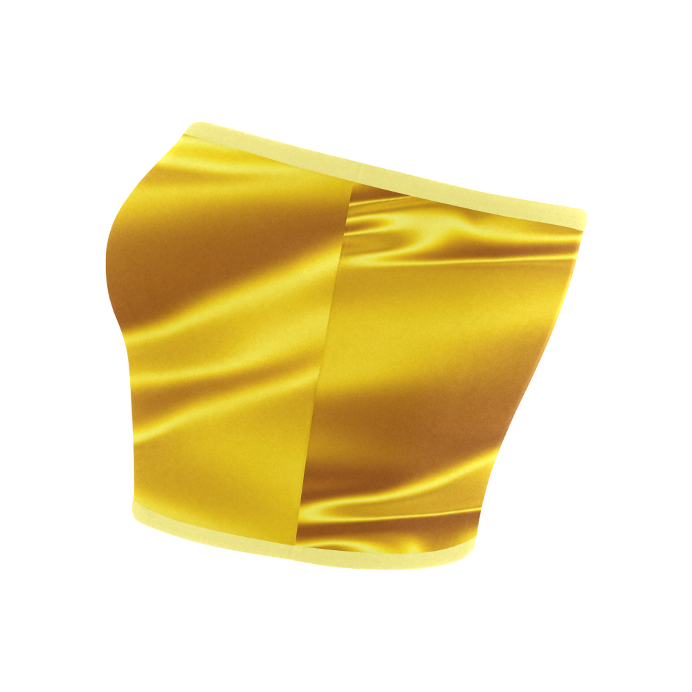 Honey yellow satin 3D texture Bandeau Top