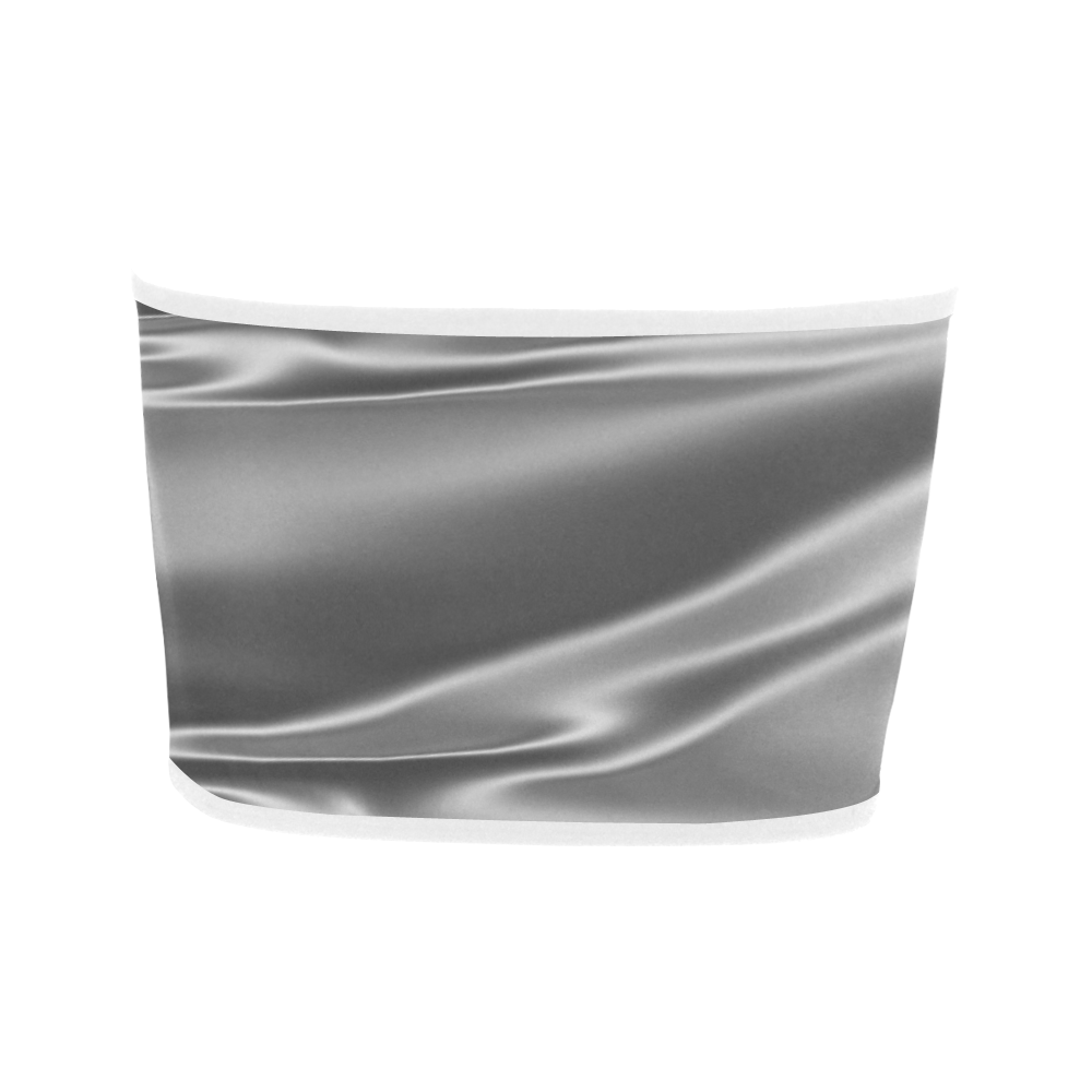 Metallic grey satin 3D texture Bandeau Top