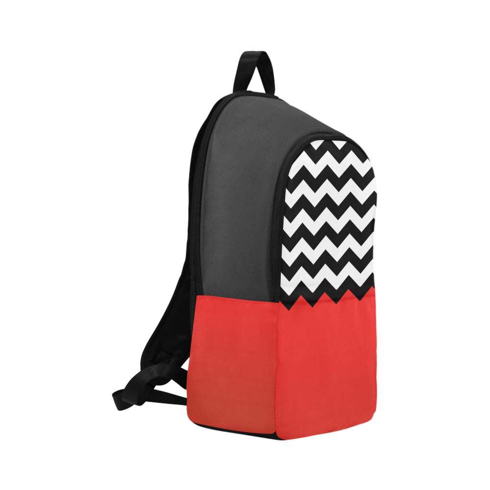 Black and White Chevron on top of red VAS2 Fabric Backpack for Adult (Model 1659)