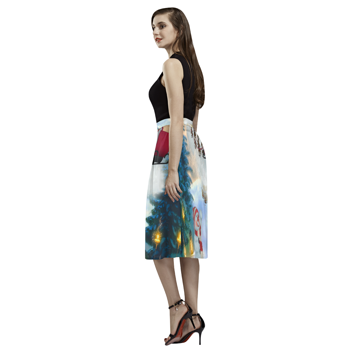 Santa Claus in the night Aoede Crepe Skirt (Model D16)