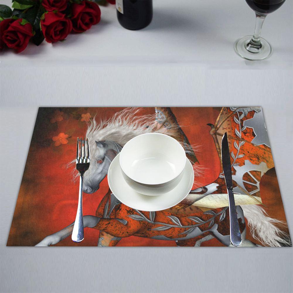 Awesome steampunk horse with wings Placemat 14’’ x 19’’ (Set of 2)