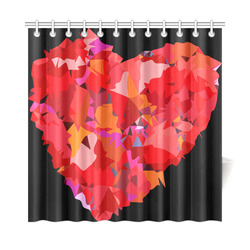 Red Love Heart Geometric Triangles Shower Curtain 72"x72"