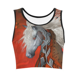 Awesome steampunk horse with wings Women's Crop Top (Model T42)