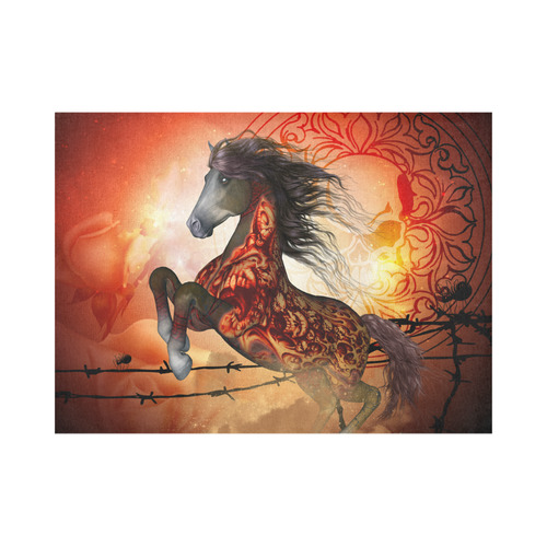 Awesome creepy horse with skulls Placemat 14’’ x 19’’ (Set of 2)