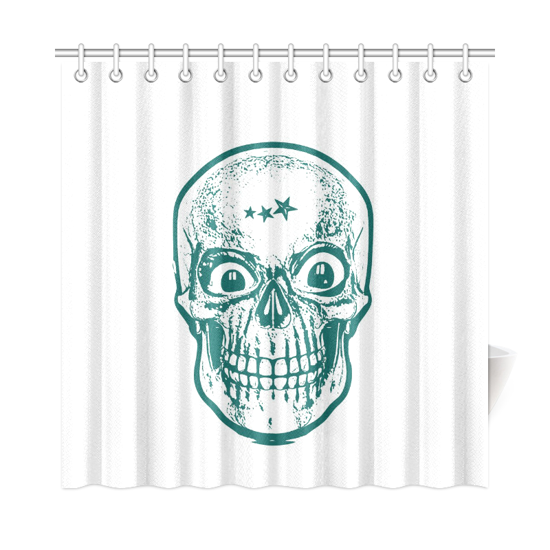 Sketchy Skull ,teal by JamColors Shower Curtain 72"x72"