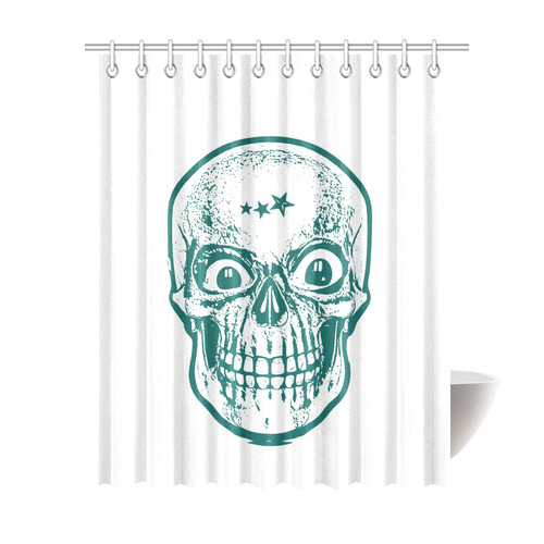 Sketchy Skull ,teal by JamColors Shower Curtain 69"x84"
