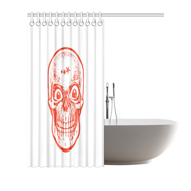 Sketchy Skull ,red by JamColors Shower Curtain 72"x72"