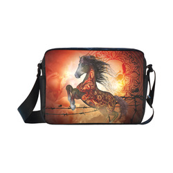 Awesome creepy horse with skulls Classic Cross-body Nylon Bags (Model 1632)