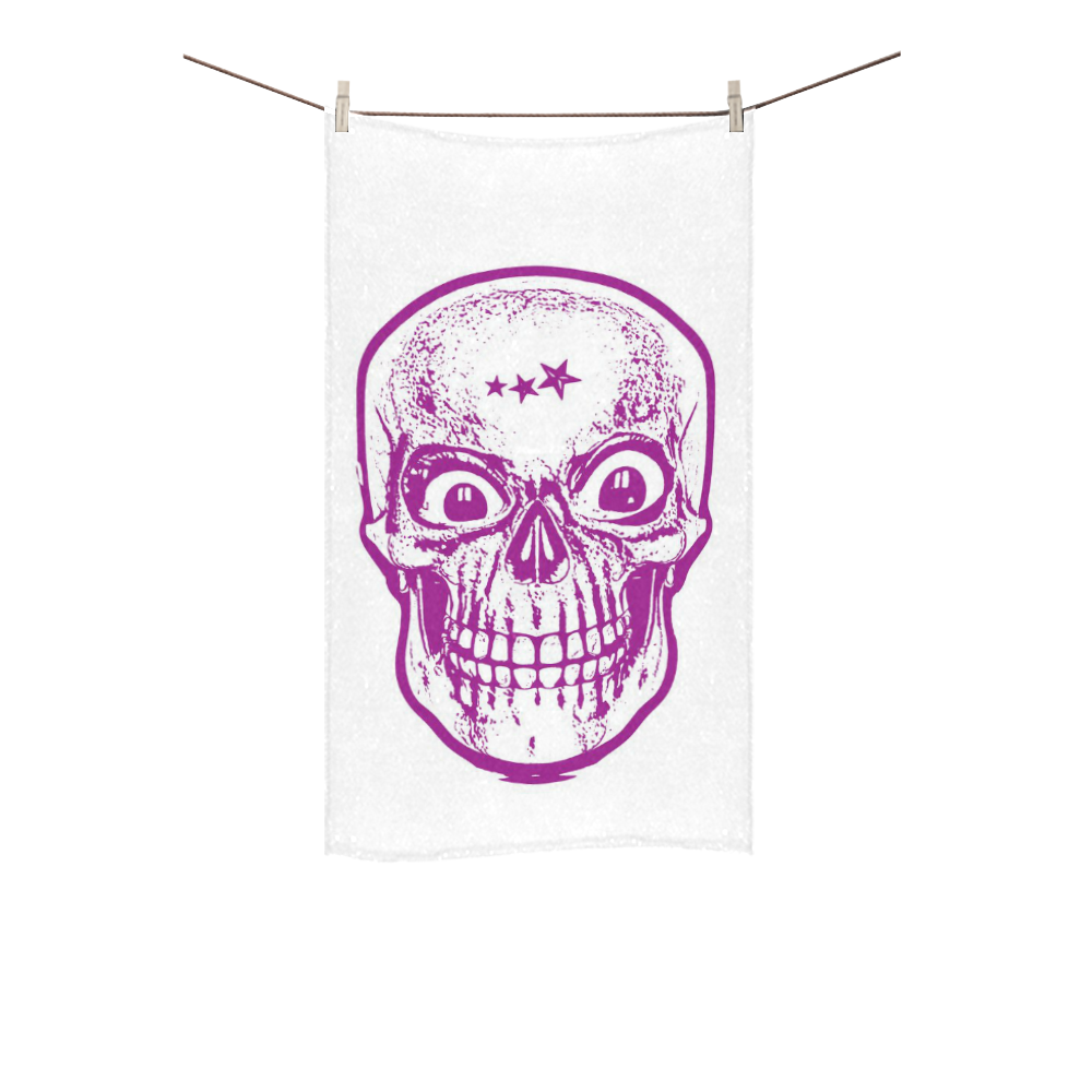 Sketchy Skull, plum by JamColors Custom Towel 16"x28"