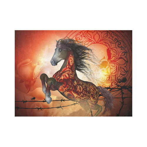 Awesome creepy horse with skulls Placemat 14’’ x 19’’ (Set of 4)
