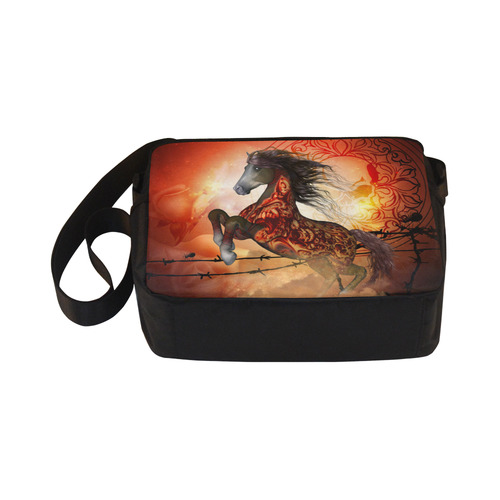 Awesome creepy horse with skulls Classic Cross-body Nylon Bags (Model 1632)