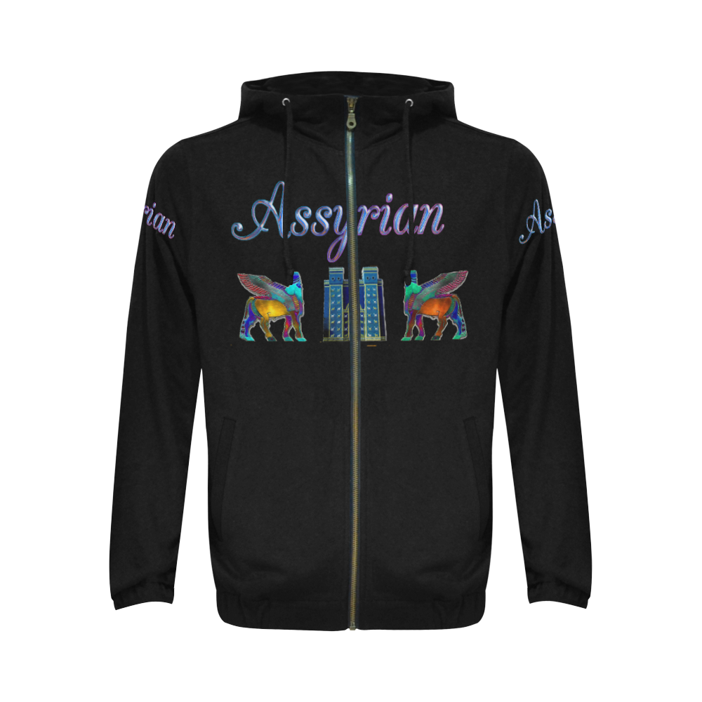 Assyrian Flag Hoodie All Over Print Full Zip Hoodie for Men (Model H14)