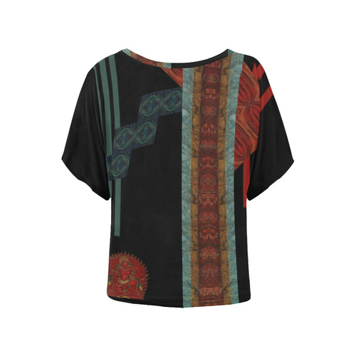 Kurukulla by Vaatekaappi Women's Batwing-Sleeved Blouse T shirt (Model T44)