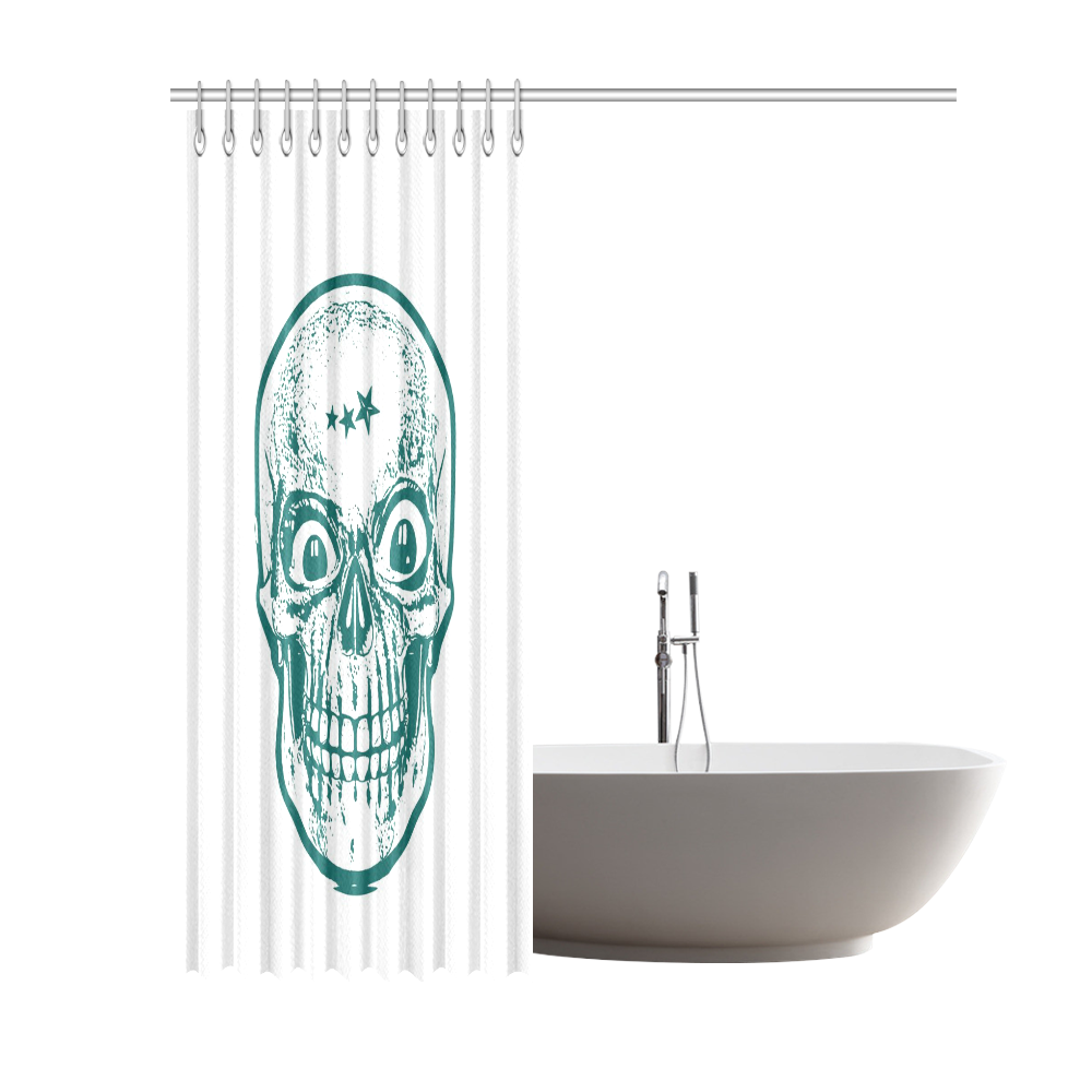 Sketchy Skull ,teal by JamColors Shower Curtain 69"x84"