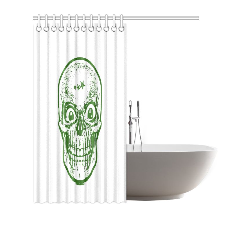 Sketchy Skull ,green by JamColors Shower Curtain 72"x72"
